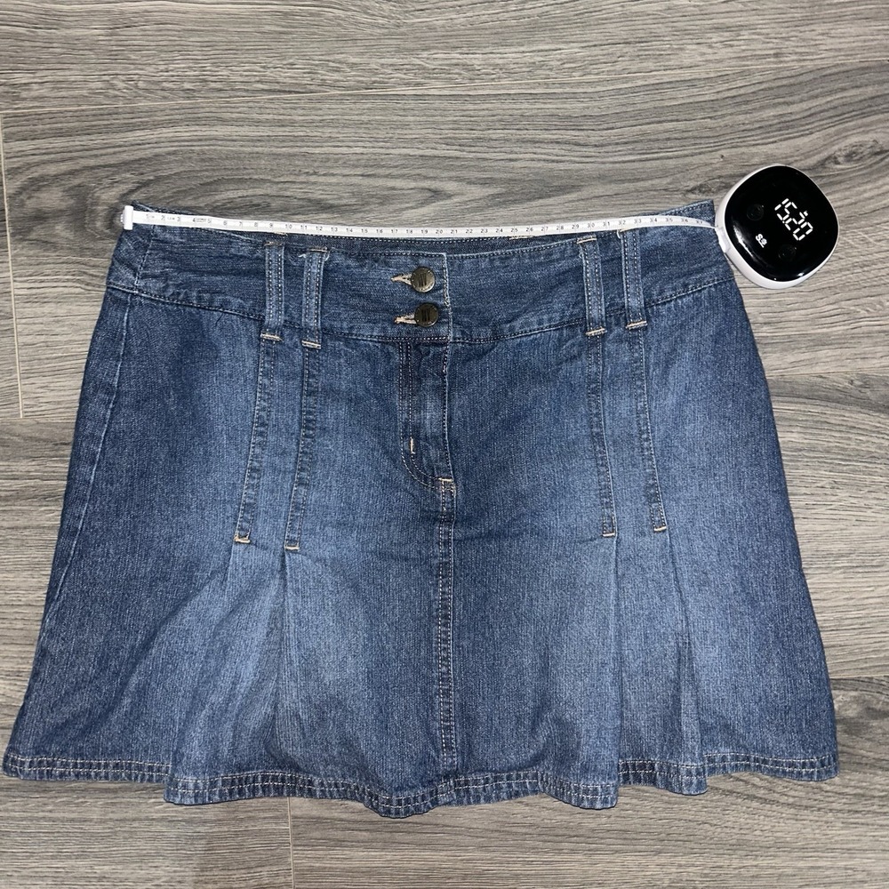 Y2K NY Jeans New York & Company Blue Denim Skort Size 6 Short Pockets Button - Picture 9 of 9